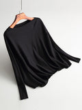 christmas outfit Dodobye Batwing Sleeves High-Low Solid Color Boat Neck Knitwear Pullovers Sweater