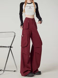 Dodobye Women Wine Red Y2k Cargo Jeans Harajuku Baggy Denim Trouser Vintage Japanese 2000s Style Oversize Jean Pants Trashy Clothes 2025