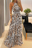 Dodobye-Sexy Leopard Print Halter Maxi Dress