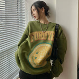 christmas outfit Dodobye Thickened American Style Avocado Green Sweatshirt