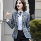 Dodobye 2025 New Plaid Jacket Vintage Plaid with Pocket Office Lady Casual Style Blazer Women Wear Single Button Suits Coat P342