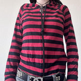 Dodobye E-girl Gothic Emo Mall Goth Sweatshirts 2000s Retro Y2K Grunge Cyber Scene Striped Zip Up Hoodies Harajuku Jackets Coat Outfits