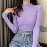 Black Friday Dodobye Knitted Solid Slim Turtleneck Women Casual Simple Elastic Thin Pullover Sweaters Lady Korean Autumn Chic Daily Basic Knitwear