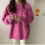 christmas outfit Dodobye Letter Embroidered Solid Color Oversized Sweatshirt