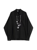 Dodobye 2025 Women Black Shirt Vintage Gothic Y2K Blouses Loose Casual BF Style Hip Hop Long Sleeve Turn-down Collar Female Chic Blouse