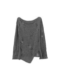 Dodobye Women Grey Torn T-shirt Harajuku Korean Y2k Tees Top Vintage 90s Aesthetic Long Sleeve T-shirt 2000s Trashy Fashion Clothes 2025