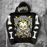 Dodobye Y2K Cartoon punk style Fashion Zip Up Hoodies Men Women Hip Hop Embroidery Long Sleeve Coats New Loose Hooded Jacket Sweatshirt