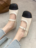 Dodobye Leisure Fashion Contrast Color Split-Joint Flat Heel Loafer Shoes