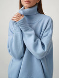 christmas outfit Dodobye Long Sleeves Loose Solid Color High Neck Knitwear Pullovers Sweater Tops