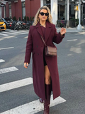 christmas outfit Dodobye 2024 Women Chic Red Double Breasted Wool Blends Long Coat Fashion Loose Lapel Collar Full Sleeve Jacket New Elegant Lady Outwear