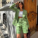 thanksgiving outfit Dodobye 2024 Spring Summer Office Lady Solid Suits Fashion Streetwear Pockets Shrug Double Breasted Blazers+Zipper Sashes Shorts