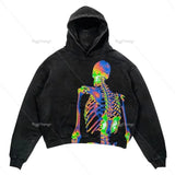 Dodobye Harajuku American Goth Hoodies Women Y2K New Goth Skull Printing Streetwear Hip Hop Couples Sweatshirt Clothes - High Quality 1226