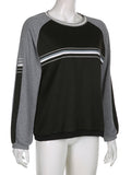 christmas outfit Dodobye Patchwork Striped Crew Sweatshirt