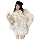 thanksgiving outfit Dodobye 2024 Winter New Fox Fur Jacket Women's Cropped High-End Youth Style Faux Fur Age-Reduction Explosion Top Real Leather Coat