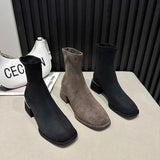 Dodobye Suede Women Snow Ankle Boots Mid Heels Winter Shoes Chunky Designer Classic Chelsea Boots 2025  Trend Gladiator Zapatillas Mujer