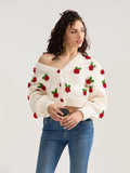 thanksgiving outfit Dodobye Women Knit Cardigan Long Sleeve Flowers Button Closure Fall Casual Jacket Sweater