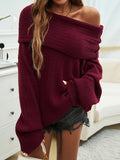 christmas outfit Dodobye Flared Sleeves Long Sleeves Solid Color Off-The-Shoulder Sweater Tops