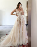 Dodobye Customized Tulle Spaghetti Strap robes de soirée Floor-Length A-Line V Neck Evening Dresses Wedding Party Wedding Dress-(PRE-ORDER)