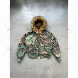 Dodobye Y2K  jacket Harajuku retro camouflage fur High Street fashionable casual zipper hooded sweatshirt men's personalized sportswear