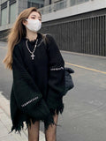 Dodobye Women Black Gothic Pullover Sweater Harajuku Long Sleeves O-Neck Soft Knitted Sweaters Vintage 90s Y2k 2000s Clothes Autumn 2025