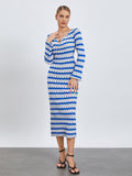 thanksgiving outfit Dodobye Women Sexy Backless Ribbed Maxi Dress Long Sleeve Crewneck Bodycon Crochet Knitted Dress Beach Vacation Long Sweater Dress