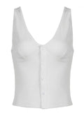 Dodobye Button V-Neck Waist Slimming Tank Top