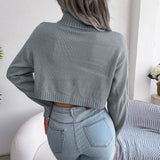 Dodobye Autumn Winter 2024 Crop Top Women Turtleneck Sweater Long Sleeve Casual Knitted Sweater