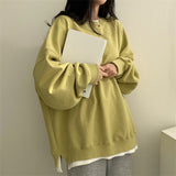 christmas outfit Dodobye Solid Color Oversized Sweatshirt