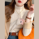 Black Friday Dodobye Korean Solid Plush Turtleneck Sweaters Women Casual Slim Fit Thick Pullover Sweater Female Winter Fashion Warm Simple Tops