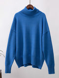 christmas outfit Dodobye Long Sleeves Loose Solid Color High Neck Knitwear Pullovers Sweater Tops