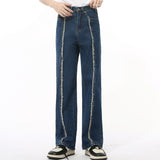 Dodobye Men'S Autumn New Product, Fringed Fashionable Loose Jeans Design, Sexy And Explosive Street Straight Leg Wide Leg M7-Bn-K8821