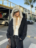 Dodobye Winter American Retro Fur Collar Hooded Jacket Women Y2K Streetwear Velvet Thickened Warm Harajuku Loose Casual Jacket 2025 New