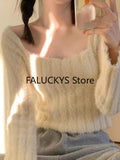 Dodobye Sweet Solid Color Knitted Sweater Office Lady Casual Long Sleeve Blouse Women Party Y2K Crop Top Korean Fashion Autumn 2025