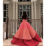 Dodobye Pink Tulle Tiered Ruffle Pleats Prom Dress Floor-length فساتين مناسبة حسب الطلب Elegant Sleeveless vestidos de festa 2025-(PRE-ORDER)