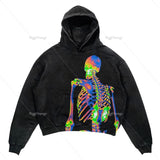 Dodobye Harajuku Oversized Skull Mask Print Hoodie Vintage Streetwear Couples Sweatshirt Goth High Quality Y2k Hoodies Men Clothing