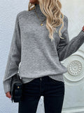 christmas outfit Dodobye Stylish Long Sleeves Loose Solid Color High-Neck Sweater Tops