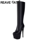 thanksgiving outfit Dodobye Brand Female Knee Boots Round Toe Stiletto 15cm Platform Hill 6cm Nightclub Party Women Sexy Bota 46 47