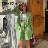 thanksgiving outfit Dodobye 2024 Spring Summer Office Lady Solid Suits Fashion Streetwear Pockets Shrug Double Breasted Blazers+Zipper Sashes Shorts