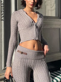 christmas outfit Dodobye Knitted Long Sleeve Zipper Hooded Women Two Piece Sets Thicken Sweater Skinny Long Pant Suit Solid Casual Sweatshirt