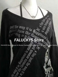 Dodobye Vintage Gothic Streetwear T-shirt Woman Y2k Tops Harajuku Punk Japanese Tees O-neck Long Sleeve Camisetas Letter Print Tops New