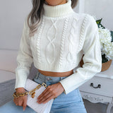 Dodobye Autumn Winter 2024 Crop Top Women Turtleneck Sweater Long Sleeve Casual Knitted Sweater