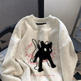 Dodobye Cat Letter Print Hoodies Women Clothes O-neck Casual Fashion Thicked Y2k Tops 2025 Ropa Mujer Streetwear Sweatshirts Ropa Mujer