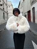 christmas outfit Dodobye New Fashion Solid Color Lapel Faux Fur Jackets Winter Women's Fluffy Warm Long Sleeve Short Coat 2024 Ladies Chic Street Outwear