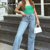 thanksgiving outfit Dodobye 2024 Autumn Winter Casual Women Jeans Fashion Streetwear Vintage Pockets Tierred High Waist Chic Ladies Long Denim Pants