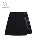 Dodobye Women's High Waist A Line Short Skirts 2025 Summer Gothic Fashion Vintage Chain Black Skirt Korean Irregular Mini Skirt Female