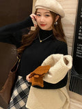 Black Friday Dodobye Korean Solid Plush Turtleneck Sweaters Women Casual Slim Fit Thick Pullover Sweater Female Winter Fashion Warm Simple Tops