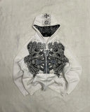 Dodobye Affliction Fashion Hoodie Retro Y2K Gothic Skull Oversize Zipper Hoodie Men Women Hip Hop Casual Sweatshirt Personality Hoodie