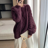 Black Friday Dodobye Casual Knitted Thick Solid Sweaters Women Loose Warm O-neck Long Sleeve Pullover Sweaters Female Autumn Chic Daily Knitwear