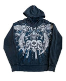 Dodobye 2000s Affliction Hoodie Men Gothic Skull Pattern Oversize Zipper Hoodie Hip Hop New Casual Sweatshirt Personality Youth Hoodie