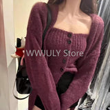 Dodobye Woman Korean Fashion 2 Piece Set Chic Slim Basic Tube Top Loose Lknitted Sweater Jacket Lazy Outwear Elegant Cardigan Design